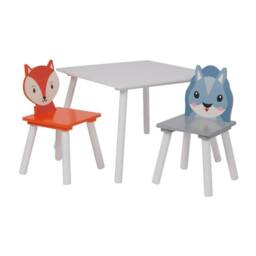 Liberty House Toys Kids Fox & Squirrel Table & 2 Chairs Set - Wooden H440xW600xD600mm in Grey