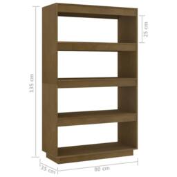 Berkfield Home Beautiful Book Cabinet/Room Divider Honey Brown 80x35x135 cm Soli - Size: 80 x 35 x 135 cm - thumbnail 8