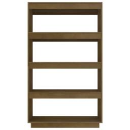 Berkfield Home Beautiful Book Cabinet/Room Divider Honey Brown 80x35x135 cm Soli - Size: 80 x 35 x 135 cm - thumbnail 5