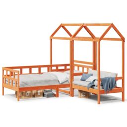 Berkfield Home Day Bed Set with Roof without Mattress Wax Brown 90x200 cm - thumbnail 2