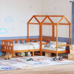 Berkfield Home Day Bed Set with Roof without Mattress Wax Brown 90x200 cm
