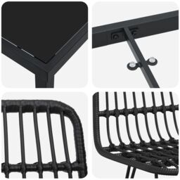 Berkfield Home 5 Piece Garden Dining Set Black Poly Rattan - thumbnail 9