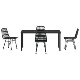 Berkfield Home 5 Piece Garden Dining Set Black Poly Rattan - thumbnail 7