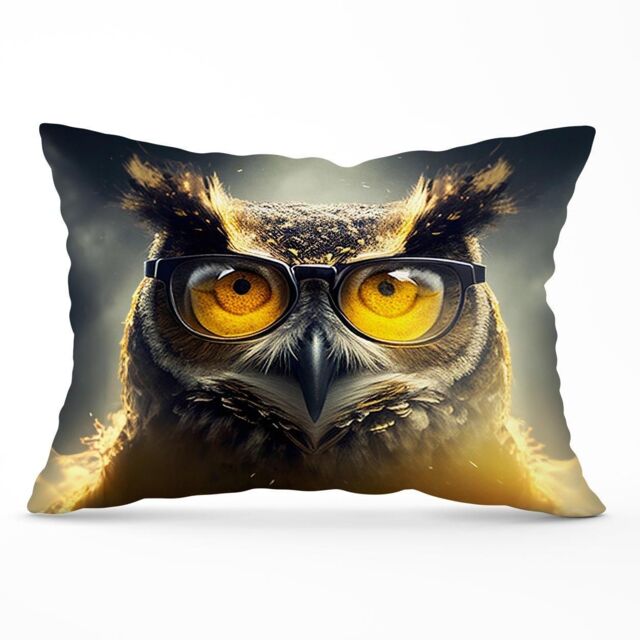 Warren Reed - Designer Owl Splashart Cushions in Yellow - Size: 60 cm x 60 cm - image 1