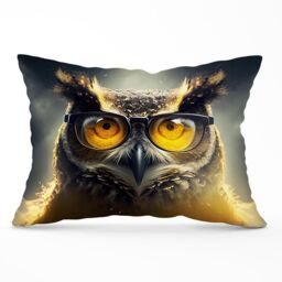 Warren Reed - Designer Owl Splashart Cushions in Yellow - Size: 60 cm x 60 cm - thumbnail 1