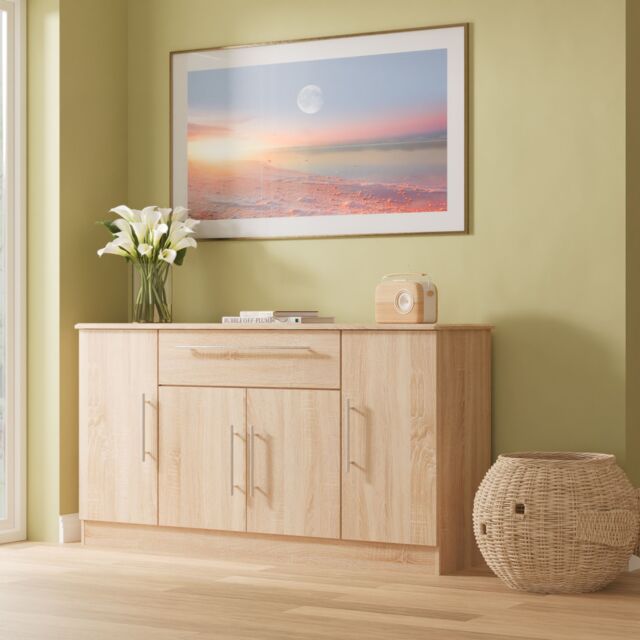 Ready Assembled 2 U Carlton 4 Door 1 Drawer Wide Unit (Ready Assembled) in Light Oak - image 1