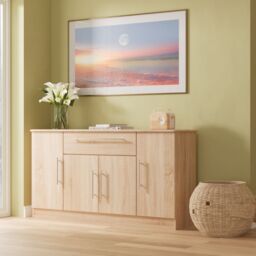 Ready Assembled 2 U Carlton 4 Door 1 Drawer Wide Unit (Ready Assembled) in Light Oak - thumbnail 1
