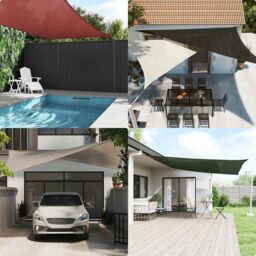 Berkfield Home Sunshade Sail 160 g/m¬≤ Triangular Sand 5x7x7 m HDPE in Brown - thumbnail 3