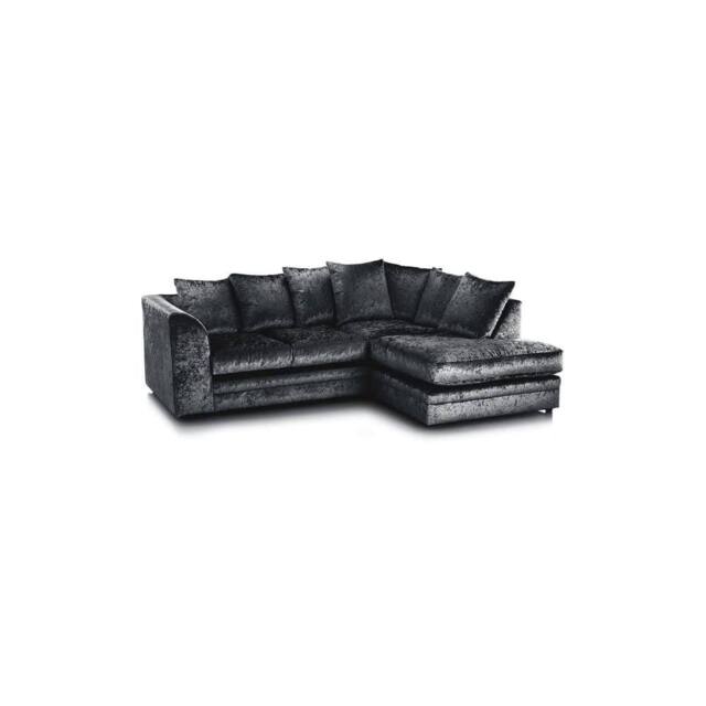 LUXURY LIFE Declan Crushed Velvet Fabric Right Hand Facing Corner Sofa in Black - image 1
