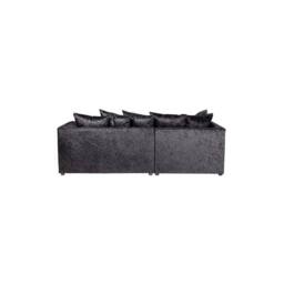 LUXURY LIFE Declan Crushed Velvet Fabric Right Hand Facing Corner Sofa in Black - thumbnail 2