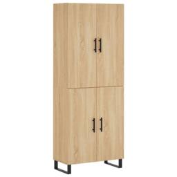 Berkfield Home Highboard Sonoma Oak 69.5x34x180 cm Engineered Wood in Light Tan - thumbnail 1