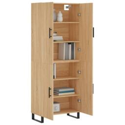 Berkfield Home Highboard Sonoma Oak 69.5x34x180 cm Engineered Wood in Light Tan - thumbnail 3