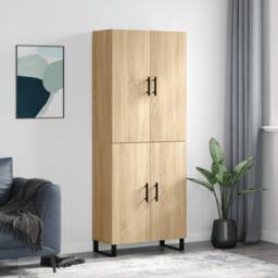 Berkfield Home Highboard Sonoma Oak 69.5x34x180 cm Engineered Wood in Light Tan - thumbnail 2