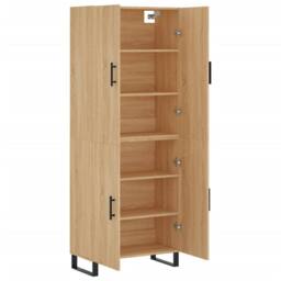 Berkfield Home Highboard Sonoma Oak 69.5x34x180 cm Engineered Wood in Light Tan - thumbnail 4