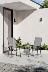 Garden Sanctuary 2Pcs Fabric & Metal Frame Folding Chairs in Black - thumbnail 2