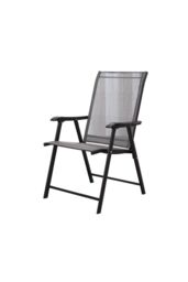 Garden Sanctuary 2Pcs Fabric & Metal Frame Folding Chairs in Black - thumbnail 3