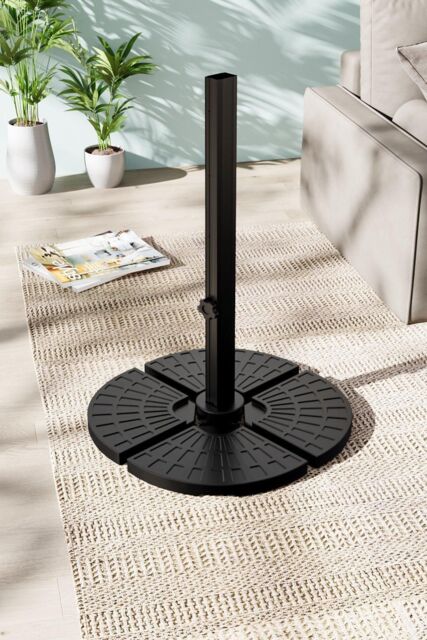 H&O Direct HDPE Cantilever Parasol Stand Water-or-Sand-Filled Umbrella Base in Black - image 1