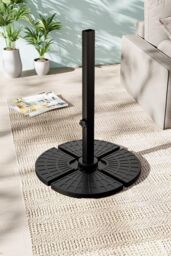 H&O Direct HDPE Cantilever Parasol Stand Water-or-Sand-Filled Umbrella Base in Black - thumbnail 1
