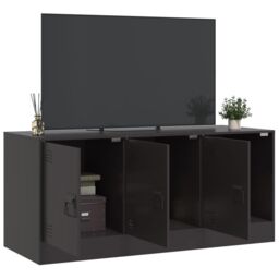 Berkfield Home TV Cabinet Black 99x39x44 cm Steel - Size: 99 x 39 x 44 cm - thumbnail 4