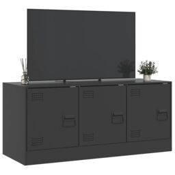 Berkfield Home TV Cabinet Black 99x39x44 cm Steel - Size: 99 x 39 x 44 cm - thumbnail 5