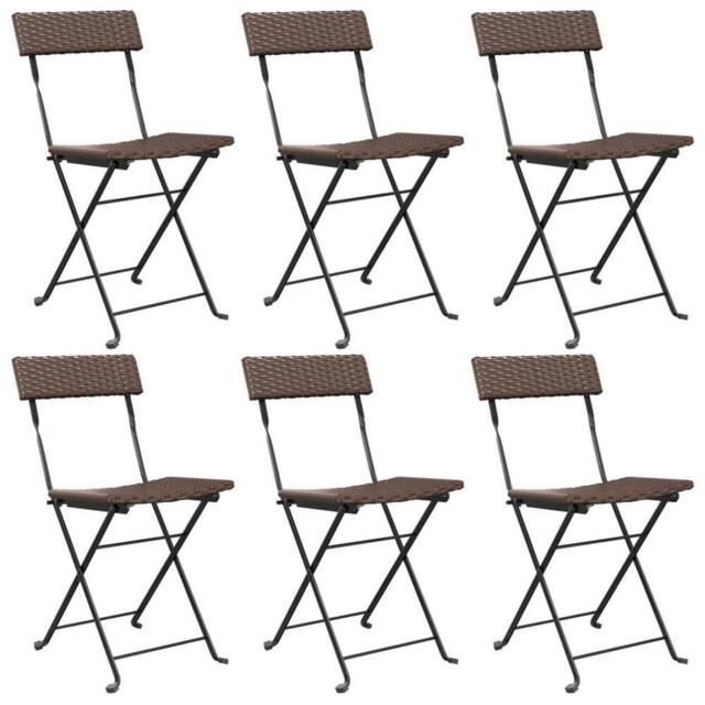 Berkfield Home Folding Bistro Chairs 6 pcs Brown Poly Rattan & Steel - image 1