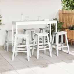 Berkfield Home Bar Stools 9 pcs White HDPE - thumbnail 3