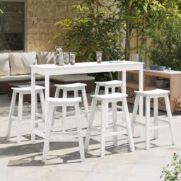 Berkfield Home Bar Stools 9 pcs White HDPE - thumbnail 1