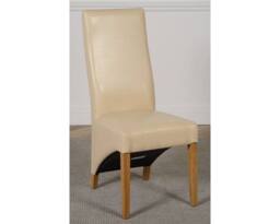 Thats Furniture Dakot 127 x 82cm Oak Small Dining Table & 6 Lola Leather Chairs in Cream - Size: 127 x 82 cm - thumbnail 6