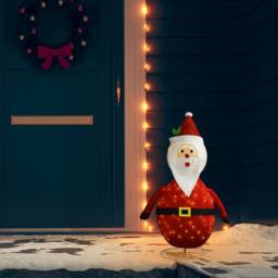 Berkfield Home Durable Decorative Christmas Santa Claus Figure LED Luxury Fabric 90cm - thumbnail 2