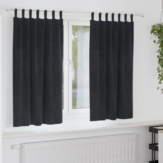 Berkfield Home Blackout Curtains with Hanging Loops 2 pcs Black Velvet - image 1