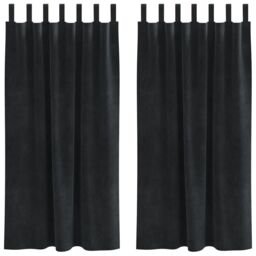 Berkfield Home Blackout Curtains with Hanging Loops 2 pcs Black Velvet - thumbnail 2