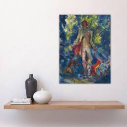 "Artery8 Huntsman With Two Dogs Arnold Weisz Kubincan Wall Art Poster Print in Blue - Size: W18"" x H24""" - thumbnail 4