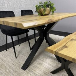 KOSY KOALA Wooden Dining Table with 2 Black Chairs & Bench - Dining Kitchen Room Furniture in Brown - thumbnail 9