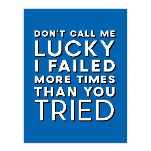 "Artery8 Don't Call Me Lucky White Blue Inspirational Quote Wall Art Print - Size: W12"" x H16""" - image 1