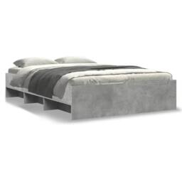 Berkfield Home Bed Frame without Mattress Concrete Grey 140x200cm Engineered Wood - Size: 140x200 cm - thumbnail 1