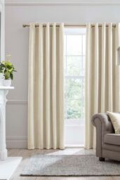 Laurence Llewelyn-Bowen Montrose' Velvet Blackout-Coated Pair of Eyelet Curtains in Ivory - Size: 168 cm width x 137 cm drop