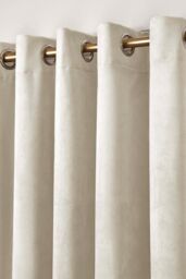 Laurence Llewelyn-Bowen Montrose' Velvet Blackout-Coated Pair of Eyelet Curtains in Ivory - Size: 168 cm width x 137 cm drop - thumbnail 2