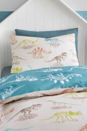 Bedlam 'Skeleton Dino' Easy Care Duvet Cover Set in Natural - Size: Single - thumbnail 2