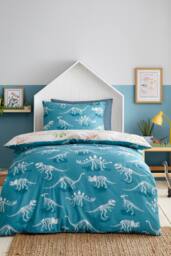 Bedlam 'Skeleton Dino' Easy Care Duvet Cover Set in Natural - Size: Single - thumbnail 4