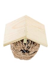 Homescapes Wooden Bird Box with Seagrass Birdnest in Natural - thumbnail 2