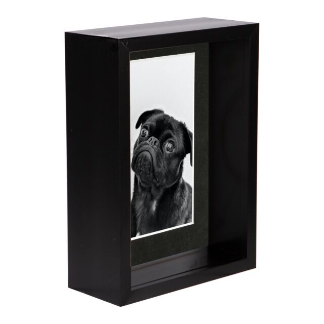 "Nicola Spring 5"" x 7"" 3D Deep Box Photo Frame - 4"" x 6"" Mount - Black" - image 1