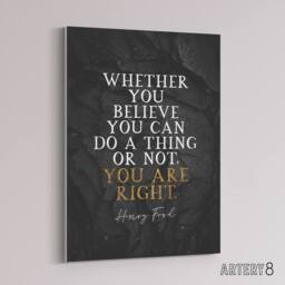 "Artery8 You Are Right Slate Quote Henry Ford Canvas Wall Art Print in Grey - Size: W18"" x H24""" - thumbnail 2