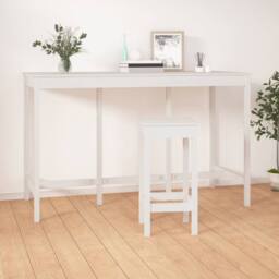 Berkfield Home Bar Table White 180x80x110 cm Solid Wood Pine - Size: 180 x 80 x 110 cm - thumbnail 6