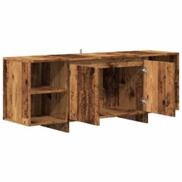 Berkfield Home TV Cabinet Old Wood 130x35x50 cm Engineered Wood in Brown - Size: 130 x 35 x 50 cm - thumbnail 5