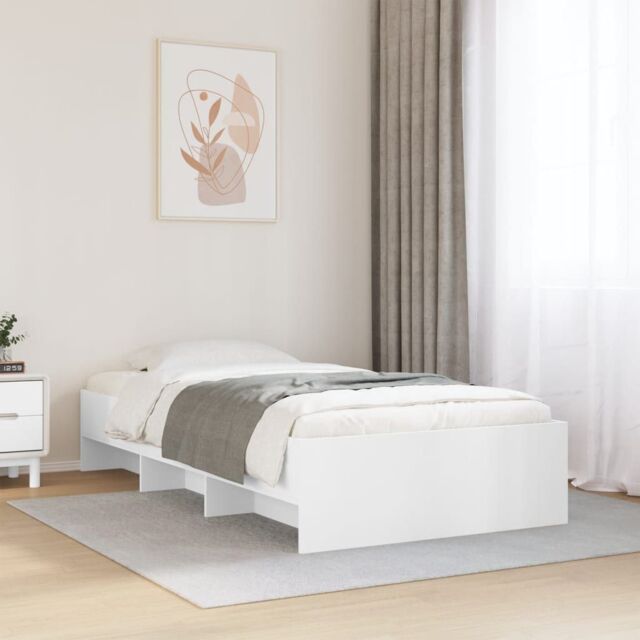 Berkfield Home Bed Frame without Mattress White 75x190 cm Small Single Engineered Wood - image 1
