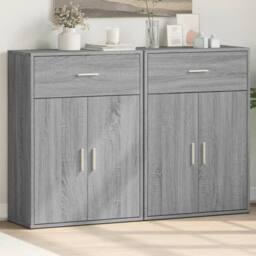 Berkfield Home Sideboards 2 pcs Grey Sonoma 60x30x84 cm Engineered Wood - Size: 60 x 30 x 84 cm - thumbnail 2