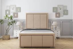 "Comfort Beds Savoy Plush Bed Frame - 50"" Upholstered Headboard in Stone - Size: King" - thumbnail 2