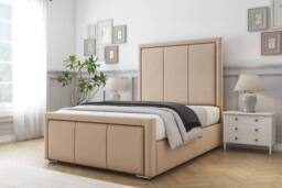 "Comfort Beds Savoy Plush Bed Frame - 50"" Upholstered Headboard in Stone - Size: King" - thumbnail 1