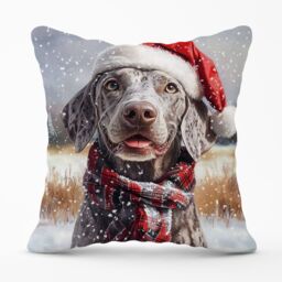 Warren Reed - Designer Christmas Weimarana Cushion in Grey - Size: 45 cm x 45 cm - thumbnail 1