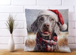 Warren Reed - Designer Christmas Weimarana Cushion in Grey - Size: 45 cm x 45 cm - thumbnail 2